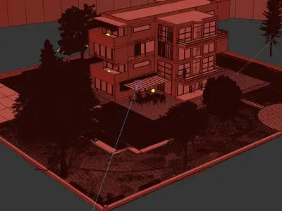 Modern Apartment Landscape Design Realistic Render - 2022 3D model