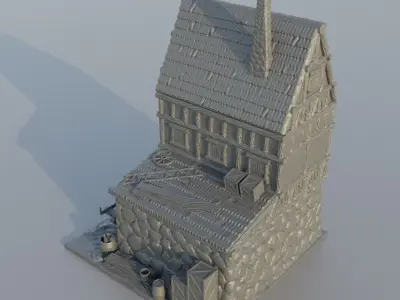 Medieval Carpenter House Tabletop Terrain 25 mm 3D print model