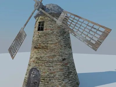 Low Poly Mill windmill Low-poly 3D model