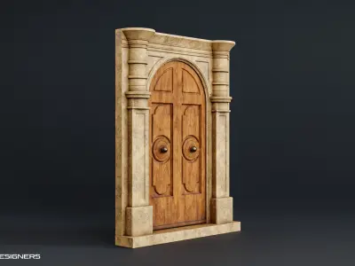 Italian Door - French Door Low-poly 3D model