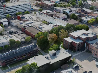 Urban city with large buildings 3D model