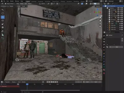 Realistic Abandoned Shelter Scene  Blender Environment 3D model