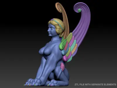 Sphinx Sculpture Low-poly 3D model