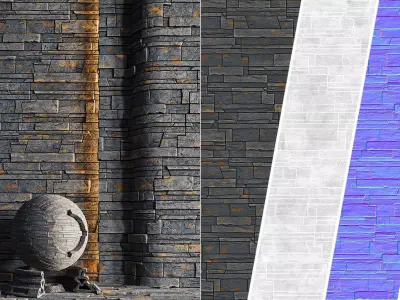 H85 Slate Stone - PBR - 4K - Seamless Low-poly 3D model
