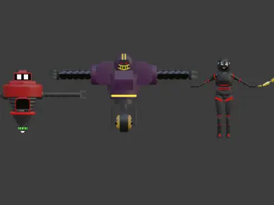 Four cartoon robots 3D model