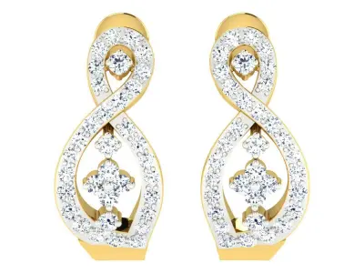 Daimond Earrings 3DM STL OBJ FBX Render Details 3D print model buy
