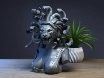 Medusa lion head Cyborg medusa lion 3D print model
