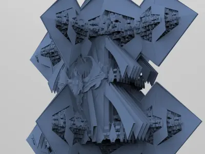 Sci-Fi Egyptian Floating Monolith temple 8 3D model