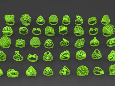 38 NEW RINGS HIGHT QUALITY READY TO PRINT 3DM STL JEWELRY 3D print model