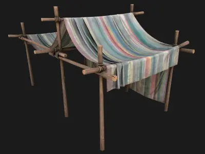 Large Fair Tent Stall Low-poly 3D model