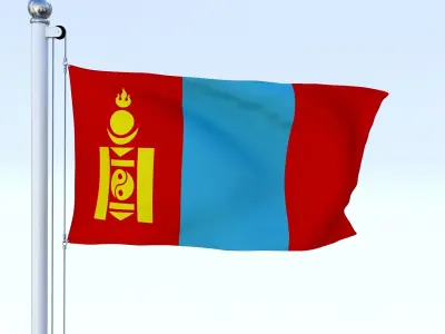 Animated Mongolia Flag Low-poly 3D model
