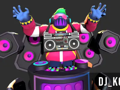DJ Kong Low-poly 3D model