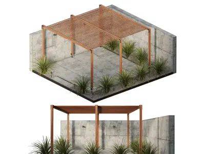 Terrace with pergola 3D model