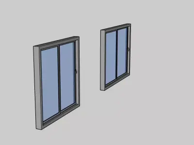 Modern Sliding Window  Minimal Frame  2 Sizes 120x120 120x150 cm Low-poly 3D model