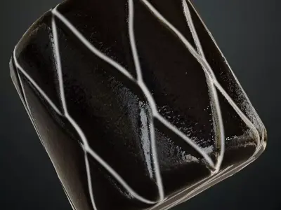 Glossy Obsidian Diamond Quilted Tiles PBR Seamless Texture