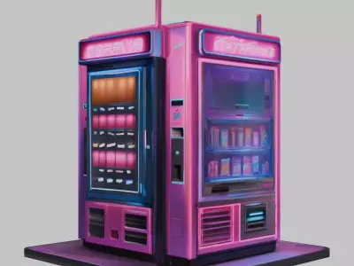 Neon Snack Station Cyberpunk Low-poly 3D model