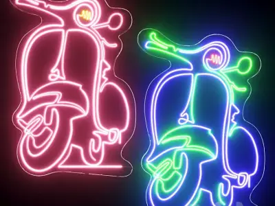 Vespa Neon Sign 3D model