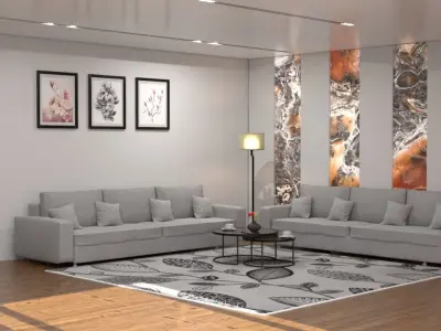 Living Room furnitures Low-poly 3D model