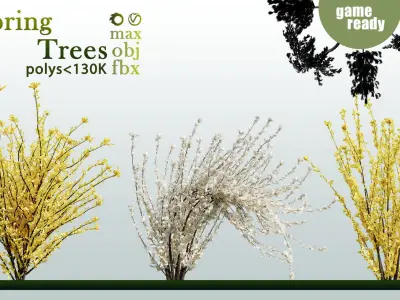 30 Spring Trees VOL 02 Low-poly 3D model