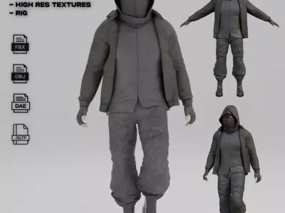 Cyberpunk character Spy assassin Free 3D model