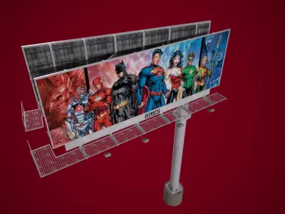 Billboard 01 - Power Poles Low-poly 3D model