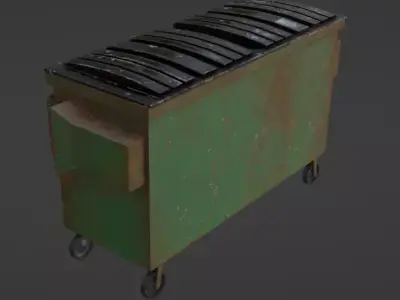 Dumpster trash can on wheels Low-poly 3D model order