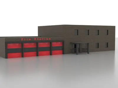 City Fire Station 1 Low-poly 3D model