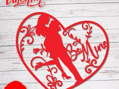 Valentines Day heart couple silhouette gift for your loved one 3D print model