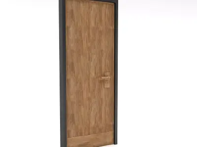 A modern wooden door Low-poly 3D model