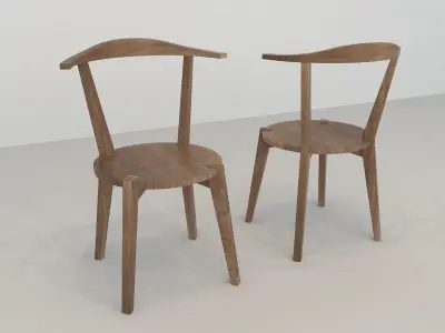 wooden dining set Low-poly 3D model