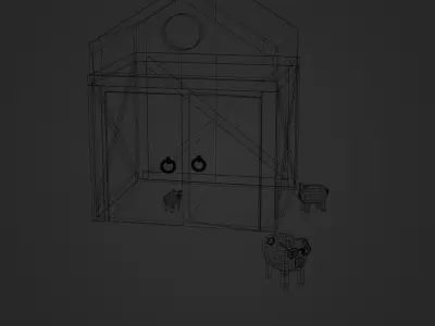 3D Pig With House And Two Pigs Low-poly 3D model
