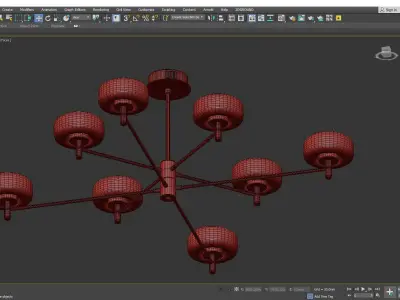 Modern Black Sputnik Chandelier Low-poly 3D model