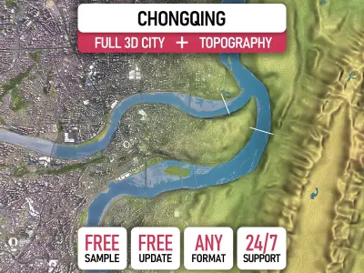 Chongqing - 3D City Topography Terrain 3D Model Pack