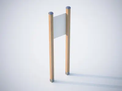 Sign on a wooden light construction 3D model