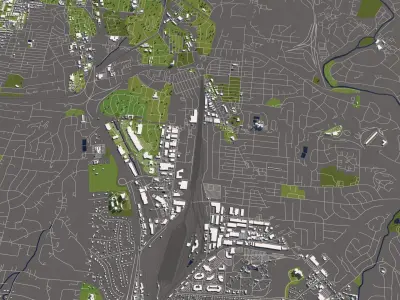 Nashville 50x50km City Map Model 3D model