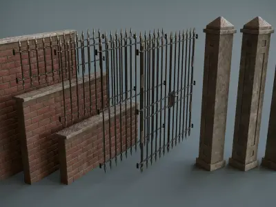 Modular Fences Low-poly 3D model purchase