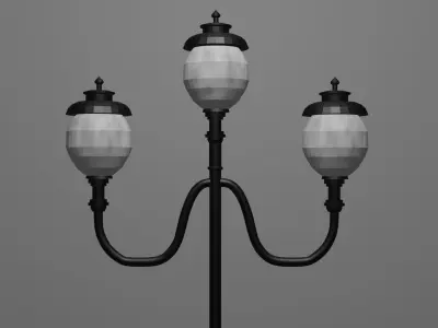 Lantern in the park with light PBR Game-ready Low-poly 3D model