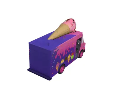 Ice Cream Truck Mobile Dessert Food Delivery Vehicle 3D model