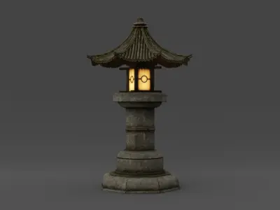 Asian Fantasy Garden Lamp  Low-poly 3D model