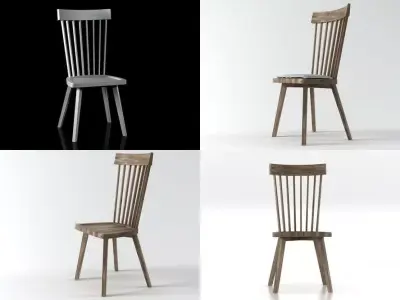 Gray four different chairs 3D model
