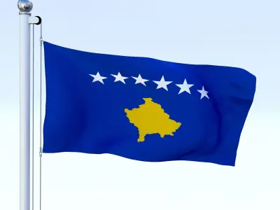 Animated Kosovo Flag Low-poly 3D model