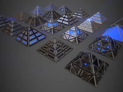 Sci-Fi Pyramid Metal Low-poly 3D model