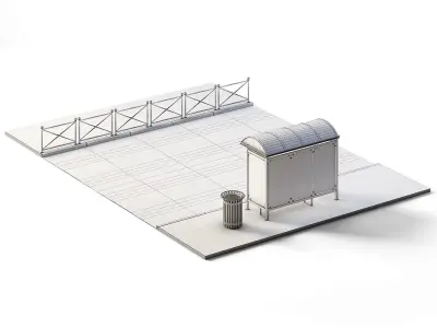 Street Set 10m x 14m Low-poly 3D model