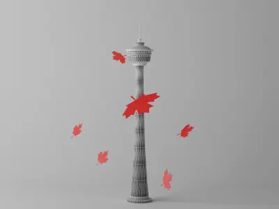 Cartoon Calgary Tower Canada 2 Low-poly 3D model