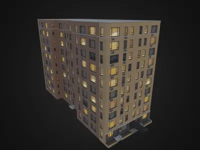 10 floor New York Building Low-poly 3D model