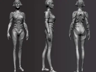 Sci-Fi Female Soldier 3D model