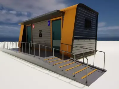 Korean Hanriver toilet 01 Low-poly 3D model