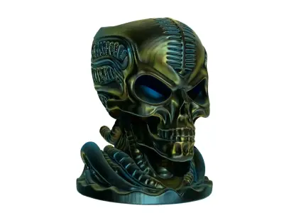 Cactus planter alien Skull 3D print model