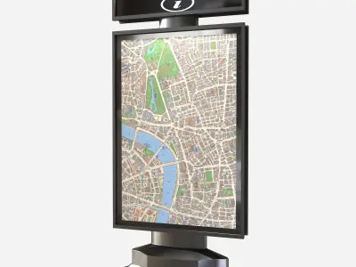 Exterior set billboard with map 3D model