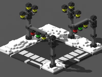 Xmas Road Voxel - 2 Low-poly 3D model
